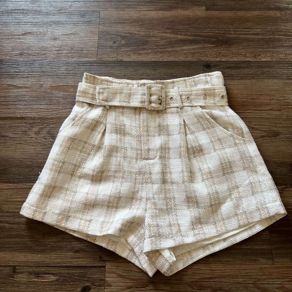 Plaid Belted Shorts